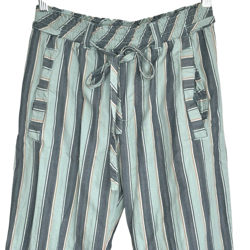 Free People Marielle Pull On Pants Boho XS Crop Stripe Straight Leg Coastal Vaca - Picture 3 of 10